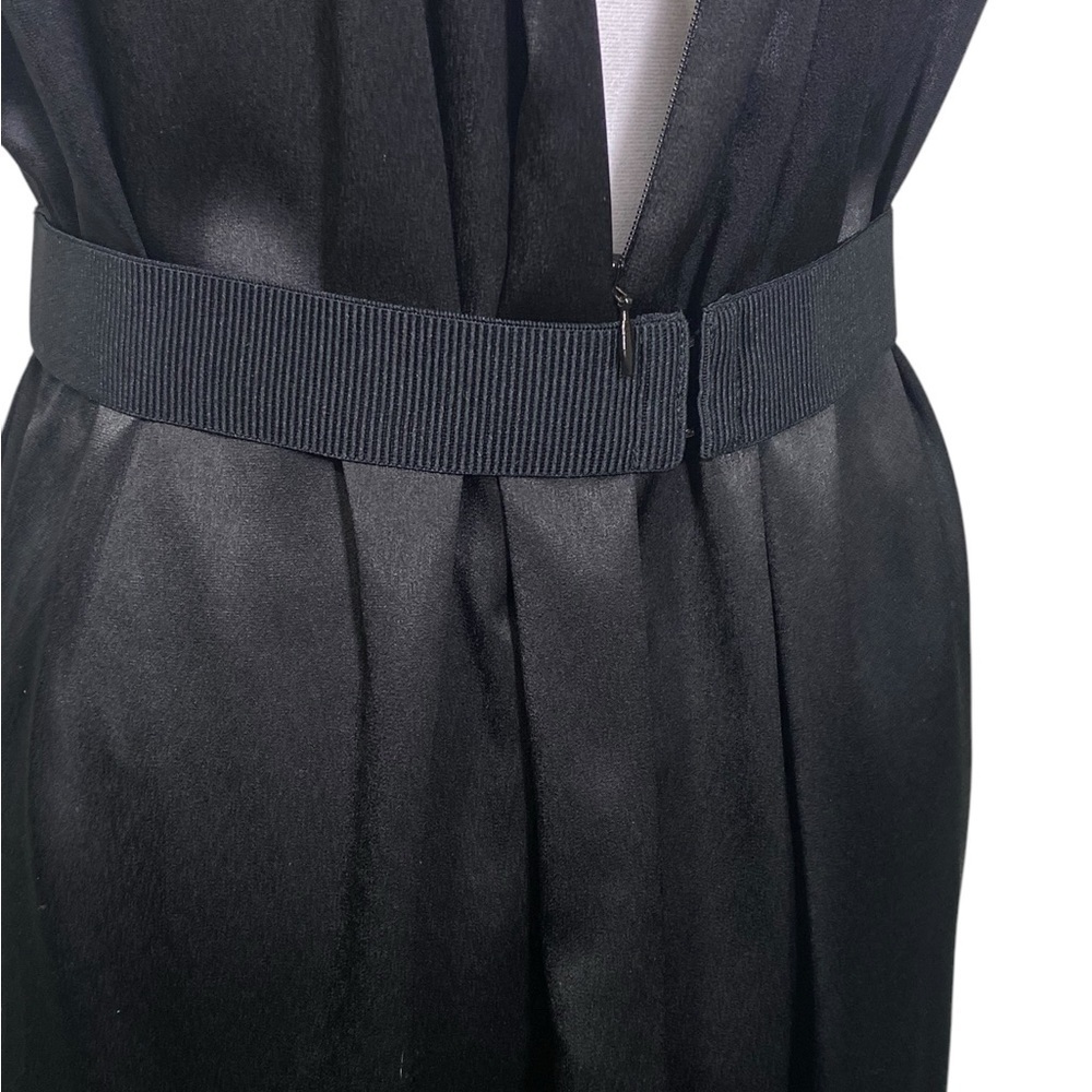 Simply Vera Wang Sheath Dress Size L Black Ruffle Collar Pleated Belted Party - Picture 5 of 8